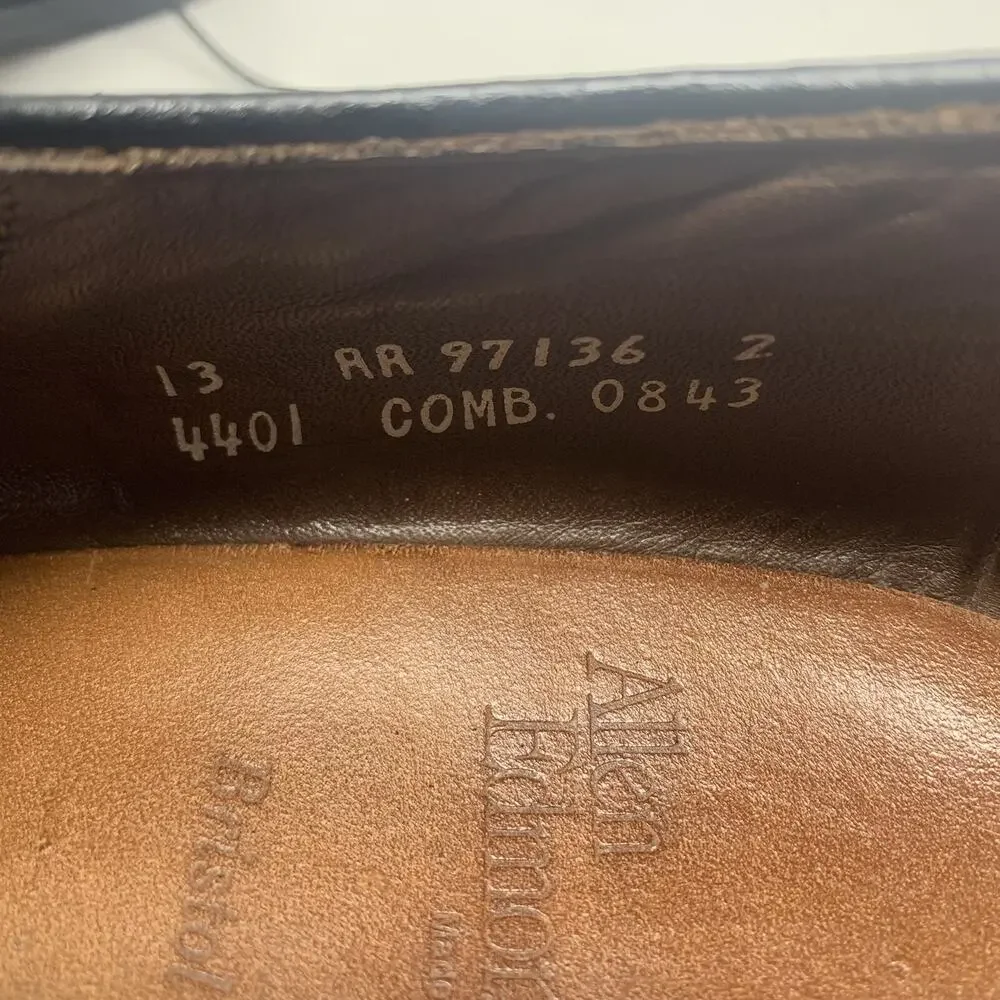 Allen Edmonds Bristol Plain Toe Blucher Leather Sole Black 13 AA Narrow